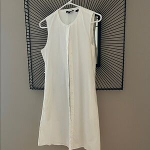Theory Sleeveless Button-Front White Shirt Dress size 8